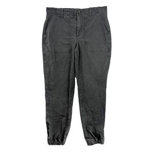 BANANA REPUBLIC Utility Jogger Pant 8 Gray Mid-Rise Twill Button/Zip Pockets B34